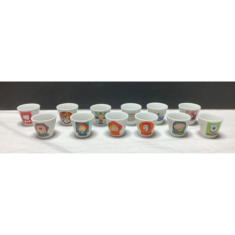 Family Guy As Seen On TV Set Of 12 Mini Ceramic Cups 2005